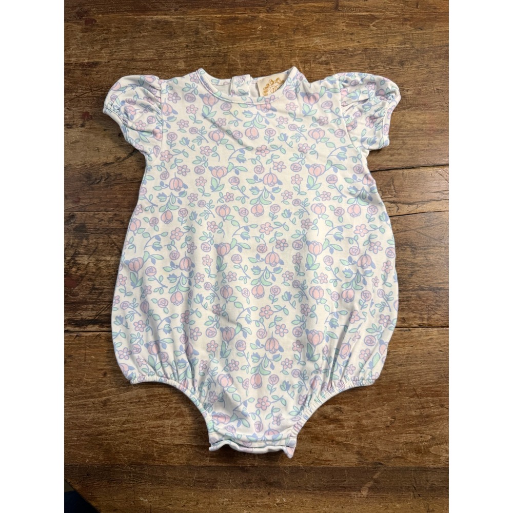 The Beaufort Bonnet Company Floral Pima Cotton Bubble Romper 12-18M Girls Pink